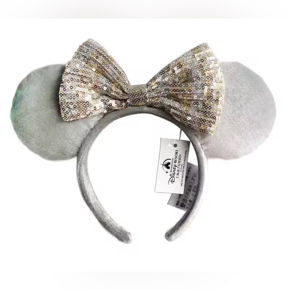 Glittering Silver and Gold Bow Mouse Ear Headband